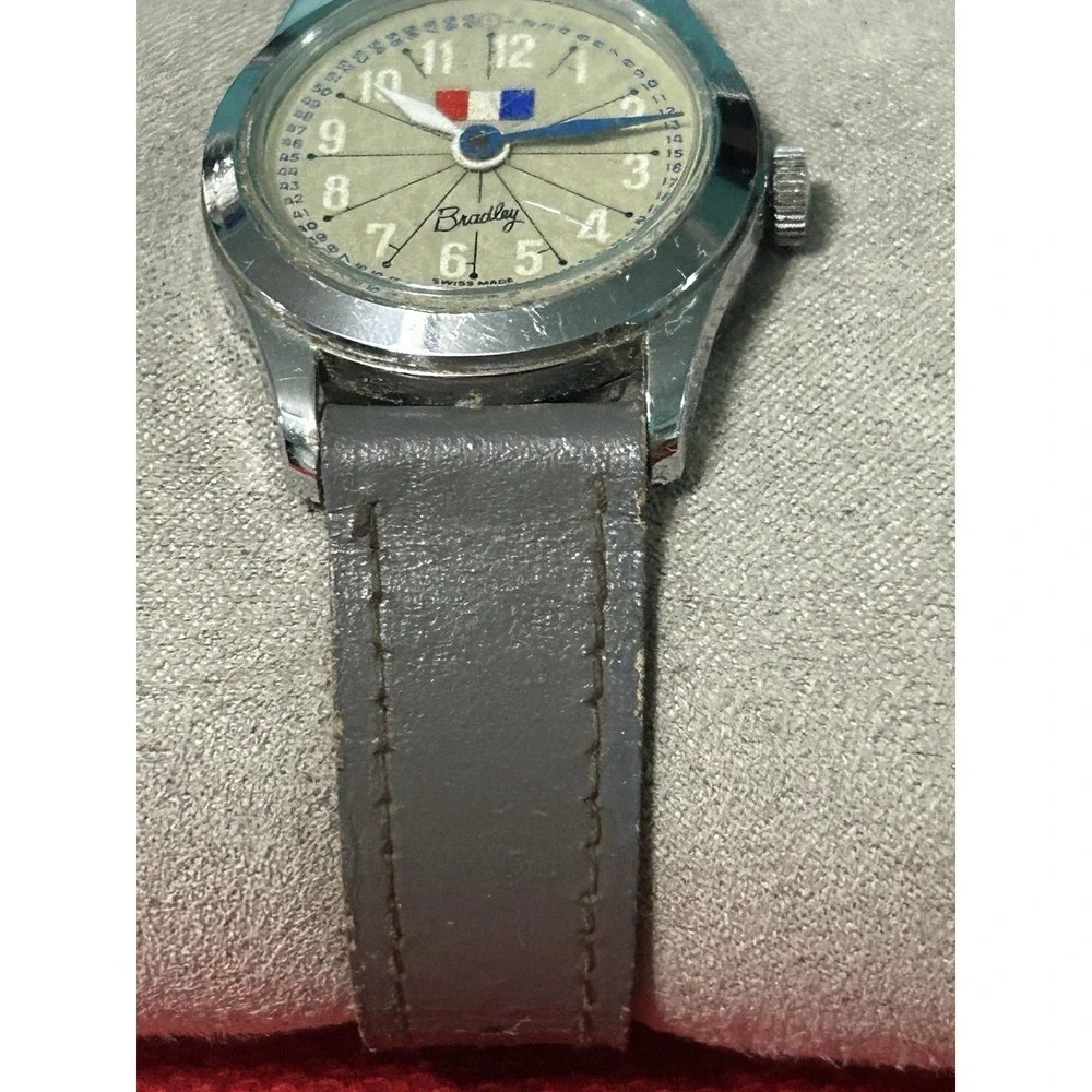 Vintage Bradley France Flag Logo Wind Up Womens Watch Swiss Made AS IS